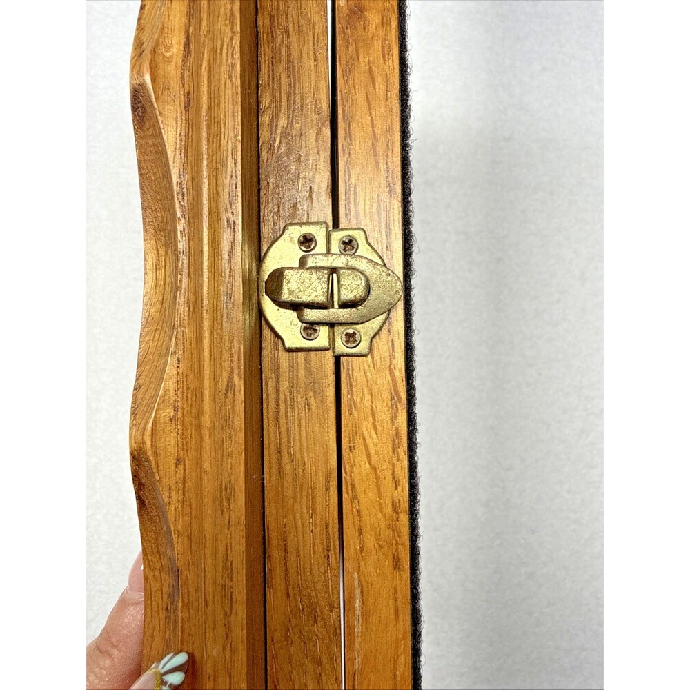 Wooden 5x7 Picture Frame Hidden Photo Storage Hinged Tabletop Oak Vintage - Picture 5 of 7